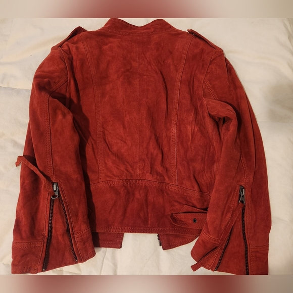 Topshop Red Suede Genuine Leather Jacket - Picture 4 of 11